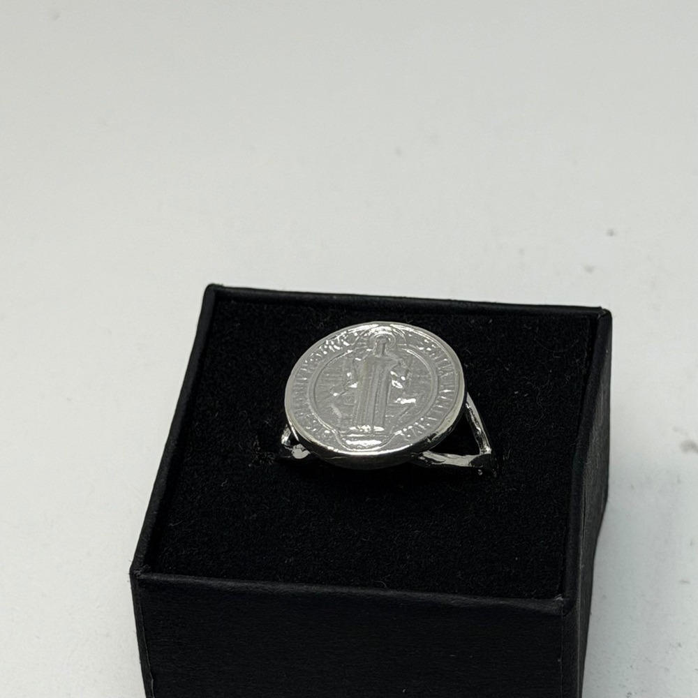 Saint Benedict Medal Ring 925 Sterling Silver Catholic Protection Jewelry Size 8